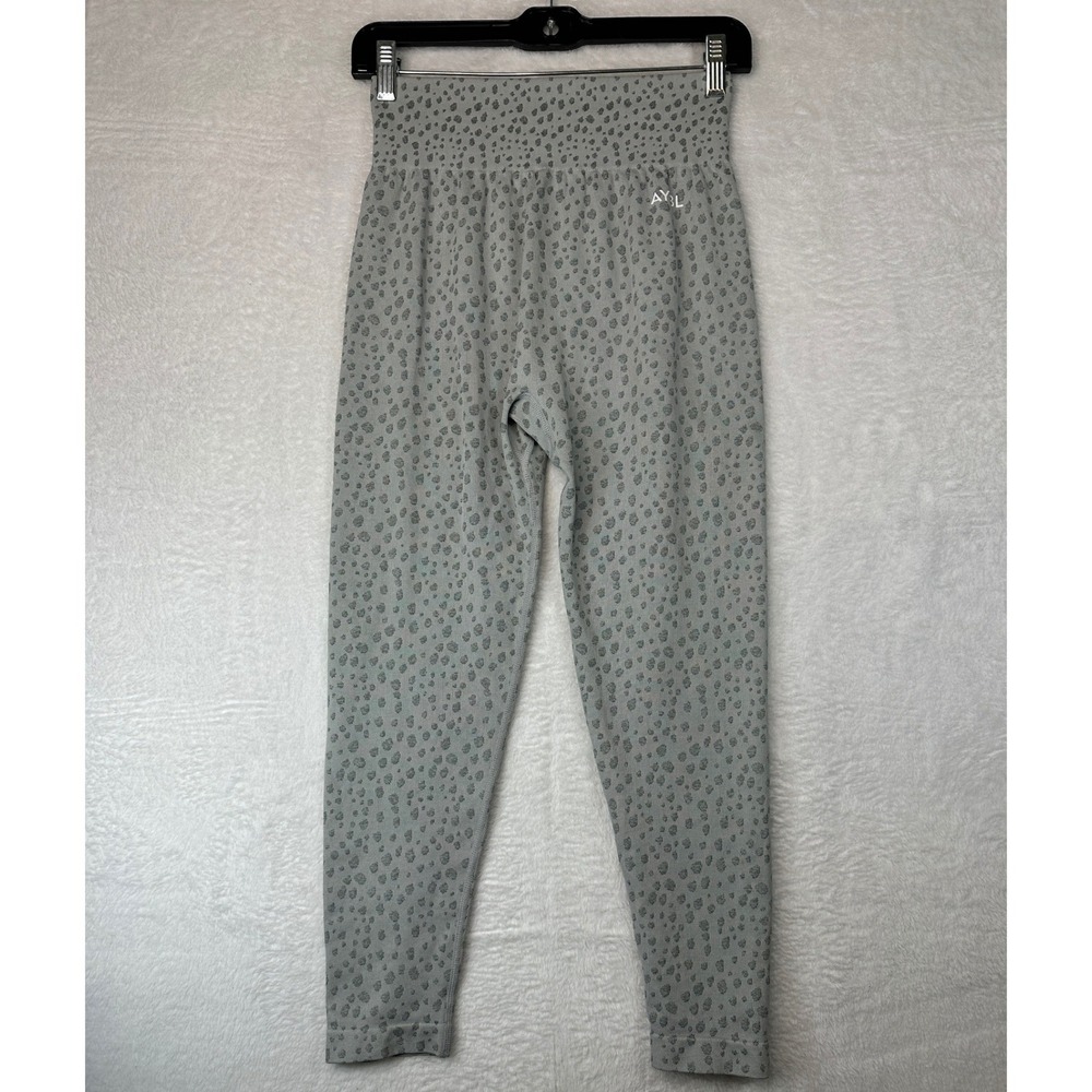 AYBL Leopard Seamless Leggings Womens Large Grey High Waisted Ribbed Gym